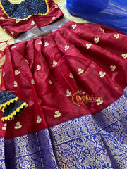 Maroon Blue Indian Traditional Girls Lehenga Set -VS904