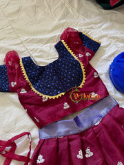 Maroon Blue Indian Traditional Girls Lehenga Set -VS904