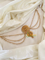 Gold Look Alike Lakshmi Jada Bun Billai with Maatil -Bridal Jada Billai -Pearl Maatil -G0117
