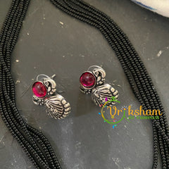 Lakshmi Pendants Short Chain- Black Beads -S0056