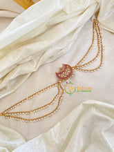 Red White AD Stone Chandh Jada Bun Billai with Maatil -Bridal Jada Billai -Pearl Maatil -G0125