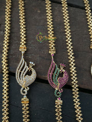 Traditional AD Stone Peacock Mugappu Chain -G2436