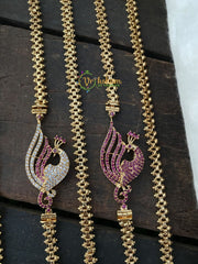 Traditional AD Stone Peacock Mugappu Chain -G2436