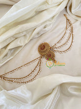 Red Floral Jada Bun Billai with Maatil -Bridal Jada Billai -Pearl Maatil -G0116