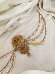 Red Floral Jada Bun Billai with Maatil -Bridal Jada Billai -Pearl Maatil -G0116