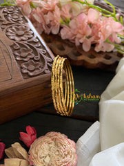 Embossed Daily Wear Bangle Set-Dice and Flowers-G2907
