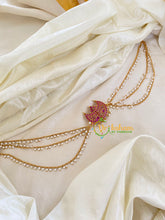 Red Green AD Stone Jada Bun Billai with Maatil -Bridal Jada Billai -Pearl Maatil -G0121