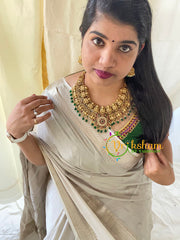 Premium Lakshmi Temple Short Neckpiece-Green Bead-G5930
