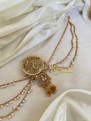 Gold Bead Lakshmi Jada Bun Billai with Maatil -Bridal Jada Billai -Pearl Maatil -G0115