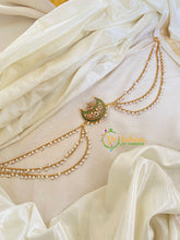 Green AD Stone Chandh Jada Bun Billai with Maatil -Bridal Jada Billai -Pearl Maatil -G0120