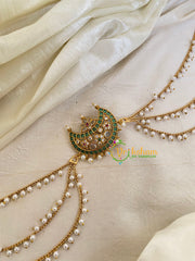 Green AD Stone Chandh Jada Bun Billai with Maatil -Bridal Jada Billai -Pearl Maatil -G0120