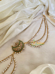 Green AD Stone Chandh Jada Bun Billai with Maatil -Bridal Jada Billai -Pearl Maatil -G0120