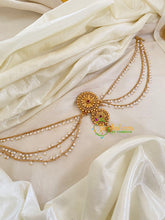 Red Stone Chakra Jada Bun Billai with Maatil -Bridal Jada Billai -Pearl Maatil -G0113