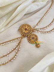 Red Stone Chakra Jada Bun Billai with Maatil -Bridal Jada Billai -Pearl Maatil -G0113