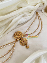 Red Stone Chakra Jada Bun Billai with Maatil -Bridal Jada Billai -Pearl Maatil -G0113