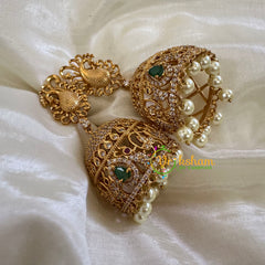 Premium Peacock AD Stone Jhumkas - G10407