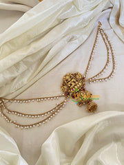 Red Bead Lakshmi Jada Bun Billai with Maatil -Bridal Jada Billai -Pearl Maatil -G0111