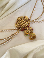 Red Bead Lakshmi Jada Bun Billai with Maatil -Bridal Jada Billai -Pearl Maatil -G0111