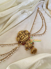 Red Bead Lakshmi Jada Bun Billai with Maatil -Bridal Jada Billai -Pearl Maatil -G0111