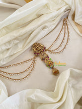 Red Green Stone Lakshmi Jada Bun Billai with Maatil -Bridal Jada Billai -Pearl Maatil -G0110