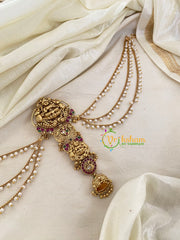 Red Green Stone Lakshmi Jada Bun Billai with Maatil -Bridal Jada Billai -Pearl Maatil -G0110
