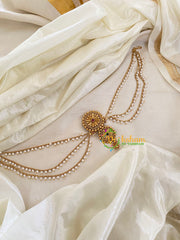 Red Green Chakra Jada Bun Billai with Maatil -Bridal Jada Billai -Pearl Maatil -G0109