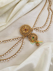 Red Green Chakra Jada Bun Billai with Maatil -Bridal Jada Billai -Pearl Maatil -G0109