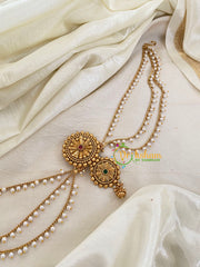 Red Green Chakra Jada Bun Billai with Maatil -Bridal Jada Billai -Pearl Maatil -G0109