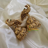 Gold Look Alike Antique Peacock AD Stone Jhumkas -G10424