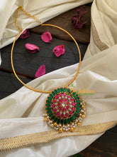Precious Kundan Jadau Pendant Hasli Choker- Red Green- J226