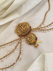 Red Stone Jada Bun Billai with Maatil -Bridal Jada Billai -Pearl Maatil -G0108