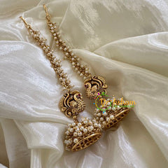 Traditional Jhumkas with Maatil-Peacock-Pearl-G10429