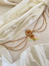 Red Stone Floral Jada Bun Billai with Maatil -Bridal Jada Billai -Pearl Maatil -G0106