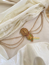 Red Green Stone Ganesh Jada Bun Billai with Maatil -Bridal Jada Billai -Pearl Maatil -G0105