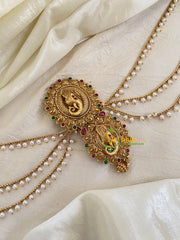 Red Green Stone Ganesh Jada Bun Billai with Maatil -Bridal Jada Billai -Pearl Maatil -G0105