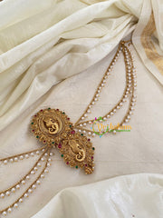 Red Green Stone Ganesh Jada Bun Billai with Maatil -Bridal Jada Billai -Pearl Maatil -G0105