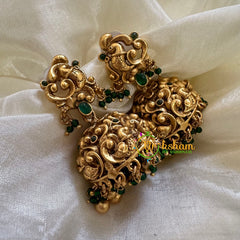 Premium AD Stone Jhumkas -Red Green- G10421