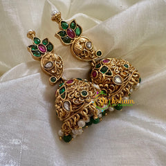 Premium AD Stone Jhumkas -Paisley- G10420
