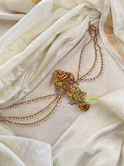Green and Red Bead Lakshmi Jada Bun Billai with Maatil -Bridal Jada Billai -Pearl Maatil -G0102