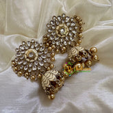 Premium Kundan Stone Meenakari Jhumkas - G10418
