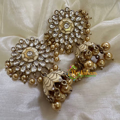 Premium Kundan Stone Meenakari Jhumkas - G10418
