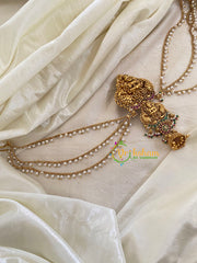 Green and Red Bead Lakshmi Jada Bun Billai with Maatil -Bridal Jada Billai -Pearl Maatil -G0102