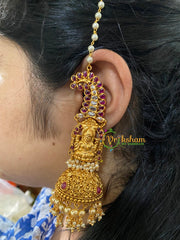 Premium Jumbo Lakshmi Temple Jhumkas-Red-G3117