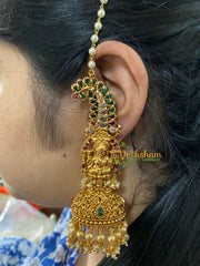 Yaazh Jumbo Lakshmi Temple Jhumkas with Maatil-Green Red-G3120