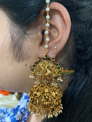 Traditional Peacock Jhumkas with Maatil-Green-G3138