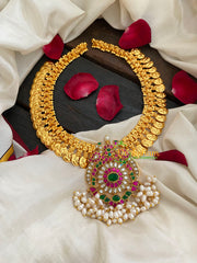 Precious Jadau Kundan Pendant Coin Neckpiece-j438