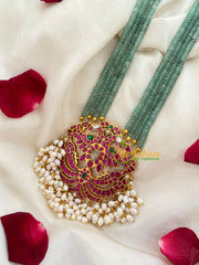 Exquisite Jadau Kundan Pendant Green Mala-J430