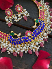 Exquisite Jadau Kundan Neckpieces-Blue- J440