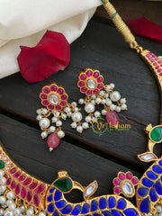 Exquisite Jadau Kundan Neckpieces-Blue- J440