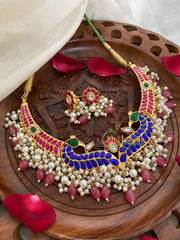 Exquisite Jadau Kundan Neckpieces-Blue- J440